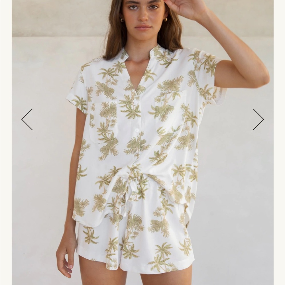 Piyama Vintage Palm sleep set in Olive